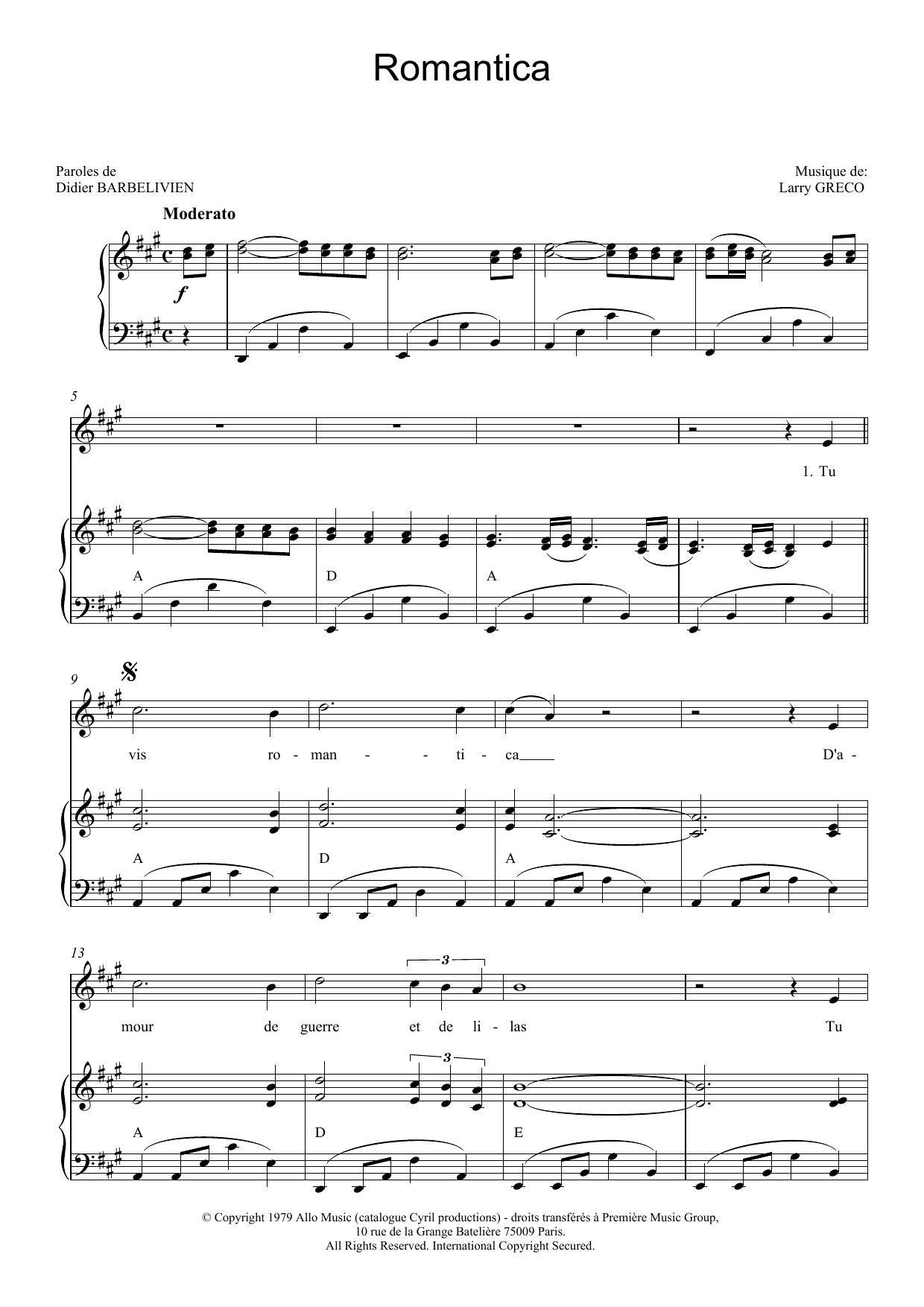 Learn to play Demis Roussos Romantica sheet music for Piano, Vocal & Guitar Chords in minutes. Price: 7.8900$ Demis Roussos Romantica sheet music notes and chords arranged for Piano, Vocal & Guitar Chords