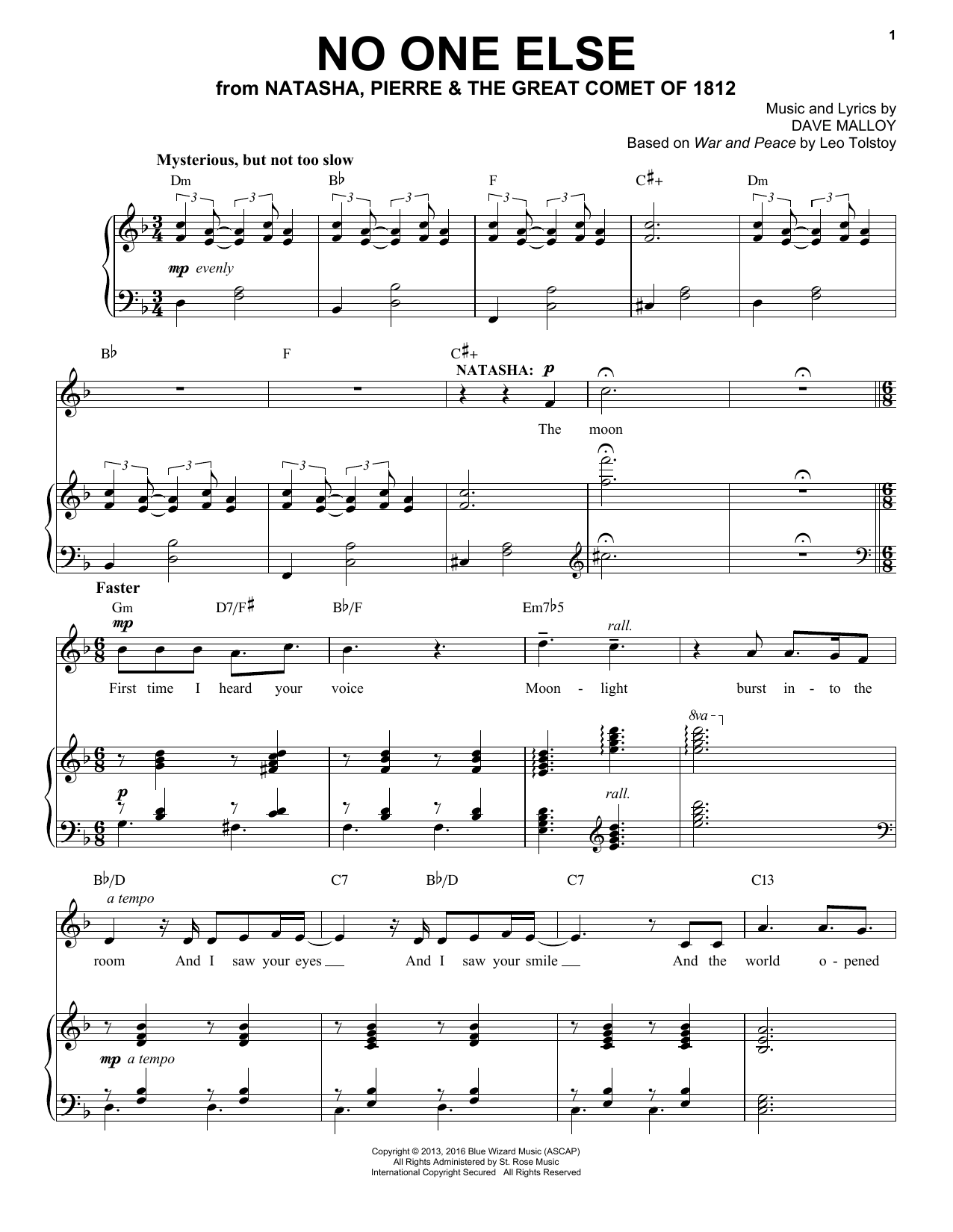 Denée Benton No One Else (from Natasha, Pierre & The Great Comet of 1812) sheet music notes and chords. Download Printable PDF.