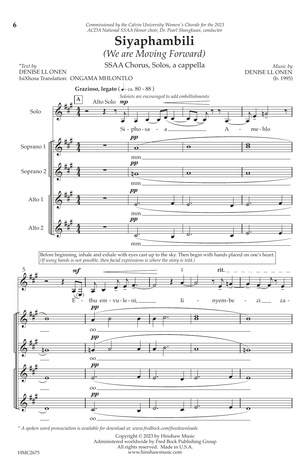 Denise LL Onen Siyaphambili sheet music notes and chords. Download Printable PDF.