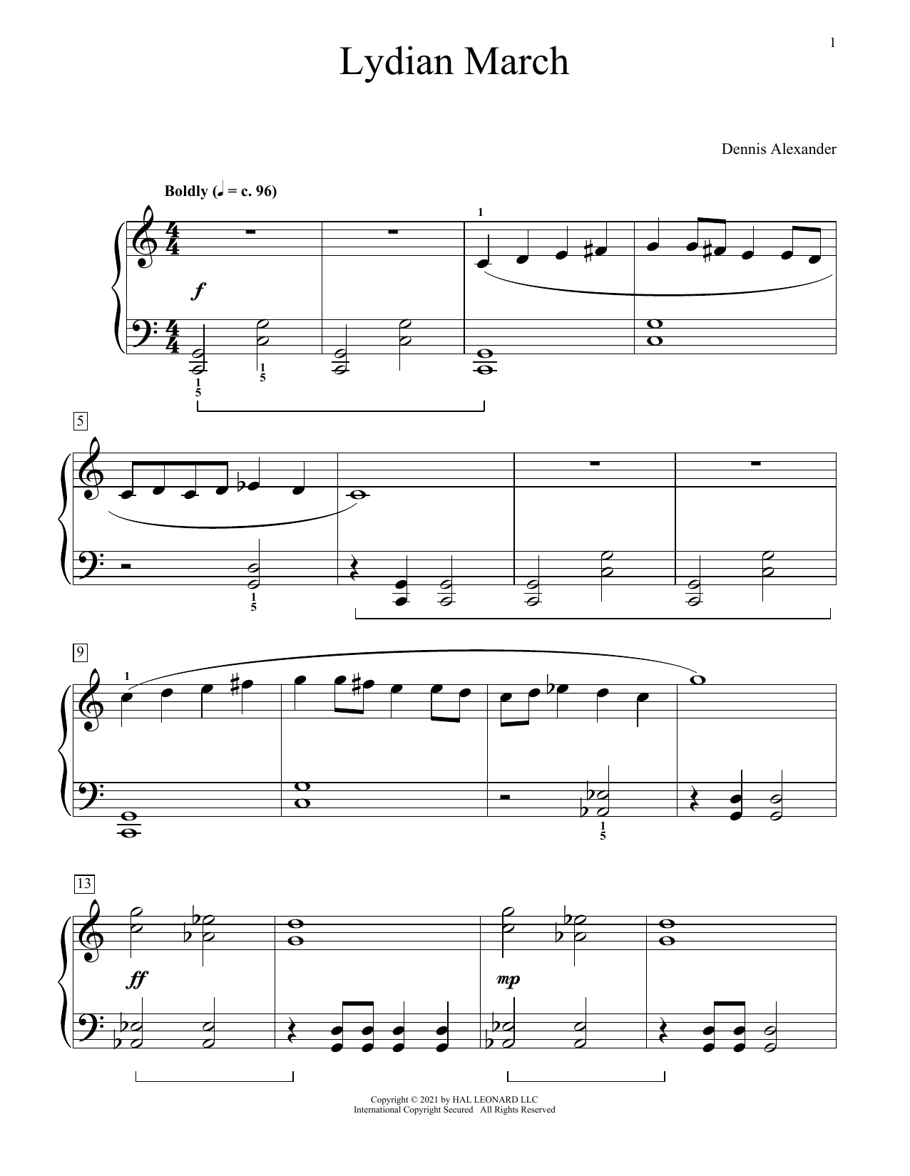 Dennis Alexander Lydian March sheet music notes and chords. Download Printable PDF.