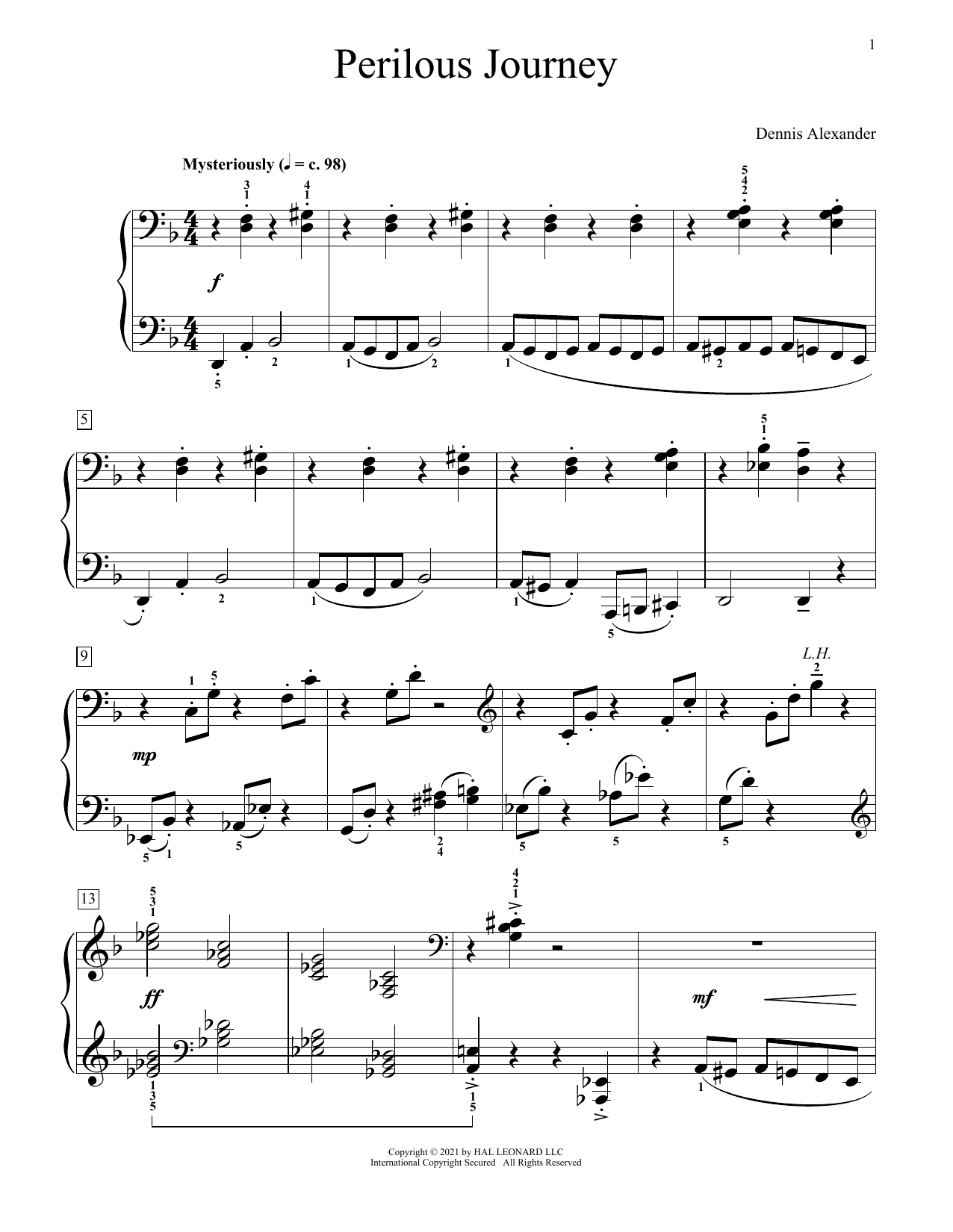 Dennis Alexander Perilous Journey sheet music notes and chords. Download Printable PDF.