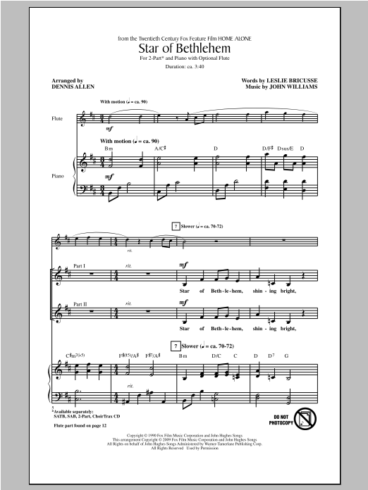 John Williams Star Of Bethlehem (arr. Dennis Allen) sheet music notes and chords. Download Printable PDF.