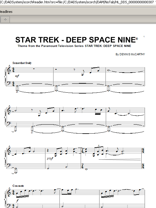 Dennis McCarthy Star Trek - Deep Space Nine sheet music notes and chords arranged for Lead Sheet / Fake Book