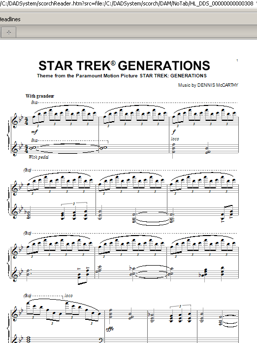 Learn to play Dennis McCarthy Star Trek(R) Generations sheet music for Piano Solo in minutes. Price: 7.8900$ Dennis McCarthy Star Trek(R) Generations sheet music notes and chords arranged for Piano Solo