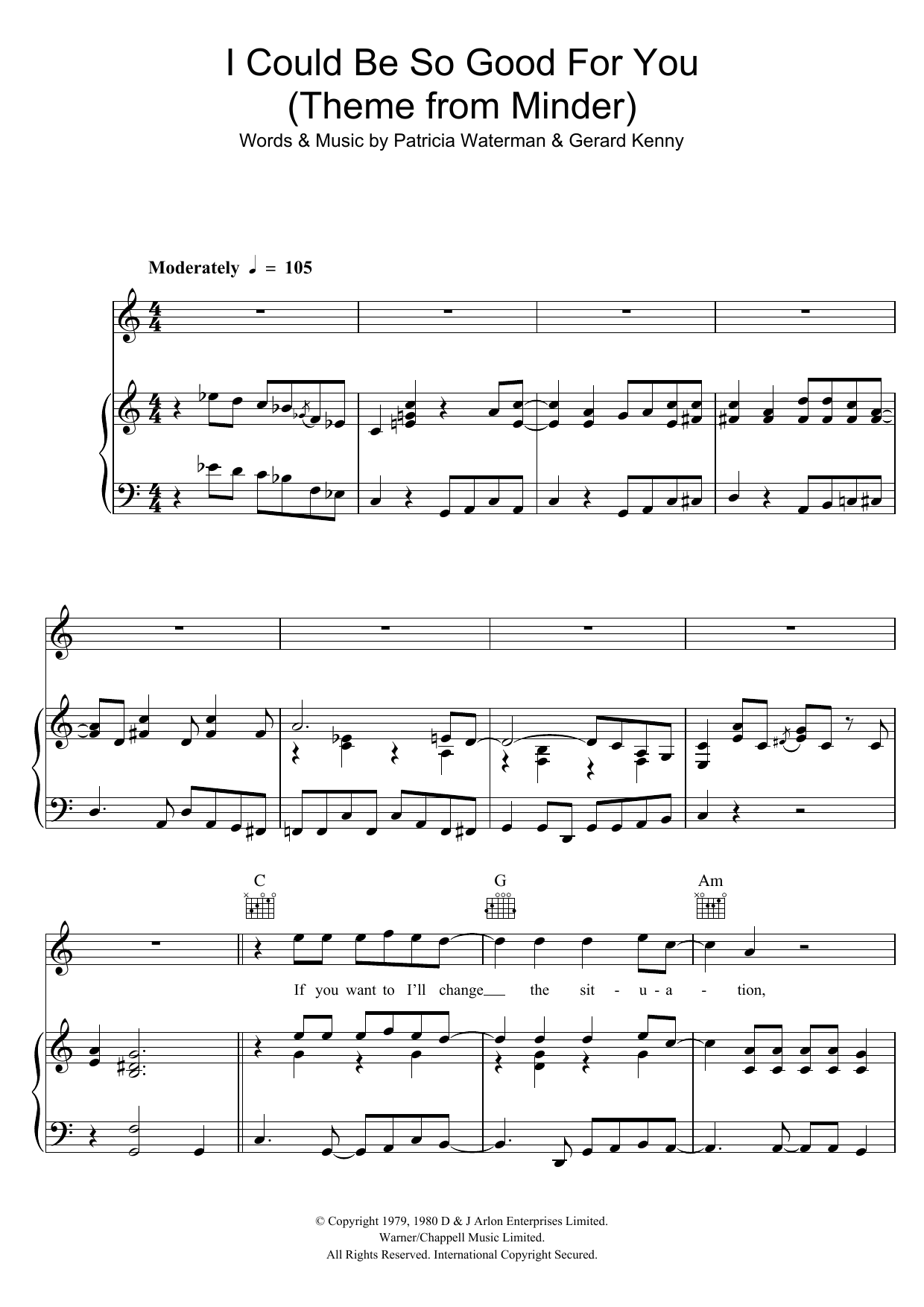 Dennis Waterman I Could Be So Good For You (Theme From Minder) sheet music notes and chords arranged for Piano, Vocal & Guitar Chords