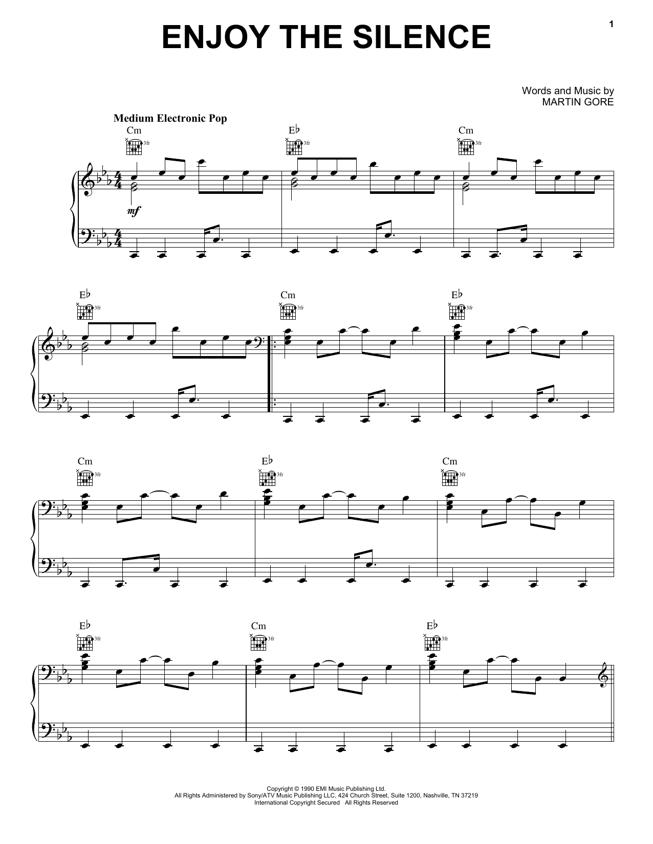 Depeche Mode Enjoy The Silence sheet music notes and chords. Download Printable PDF.