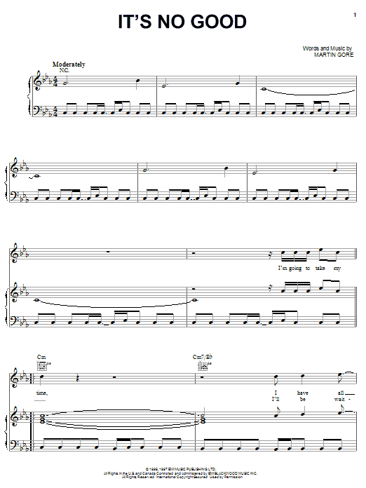 Learn to play Depeche Mode It's No Good sheet music for Piano, Vocal & Guitar Chords (Right-Hand Melody) in minutes. Price: 7.8900$ Depeche Mode It's No Good sheet music notes and chords arranged for Piano, Vocal & Guitar Chords (Right-Hand Melody)