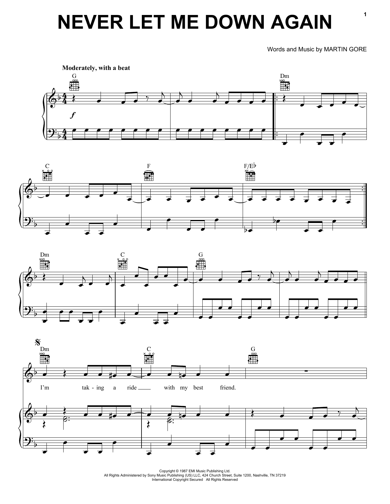 Depeche Mode Never Let Me Down Again sheet music notes and chords. Download Printable PDF.