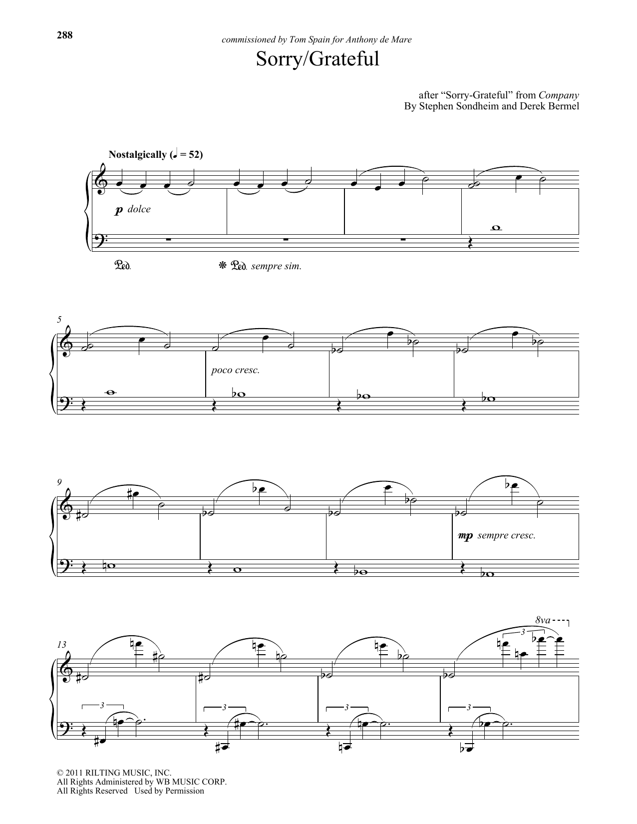 Learn to play Stephen Sondheim Sorry - Grateful (arr. Derek Bermel) sheet music for Piano Solo in minutes. Price: 7.8900$ Stephen Sondheim Sorry - Grateful (arr. Derek Bermel) sheet music notes and chords arranged for Piano Solo