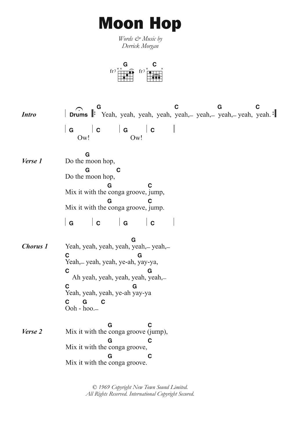 Derrick Morgan Moon Hop sheet music notes and chords. Download Printable PDF.