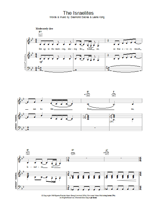 Desmond Dekker & The Aces The Israelites sheet music notes and chords. Download Printable PDF.