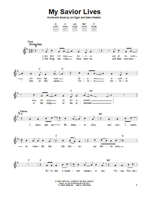 Desperation Band My Savior Lives sheet music notes and chords. Download Printable PDF.