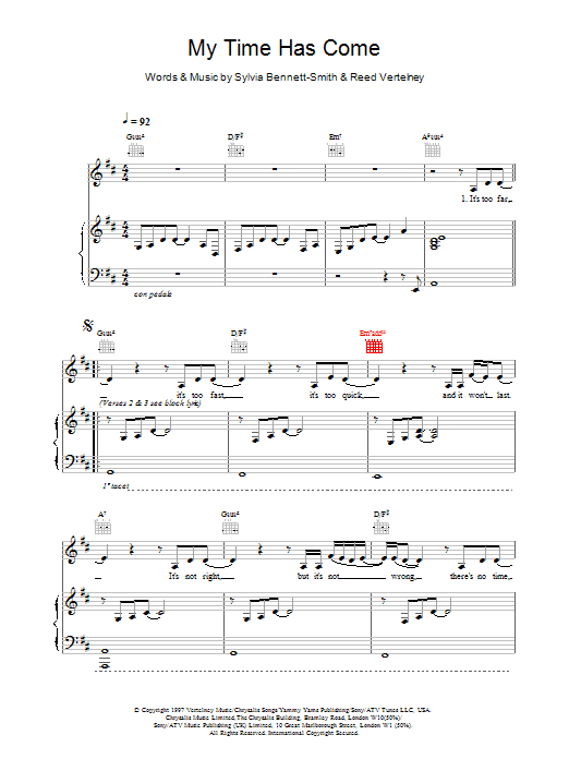 Learn to play Destiny's Child My Time Has Come sheet music for Piano, Vocal & Guitar Chords in minutes. Price: 7.8900$ Destiny's Child My Time Has Come sheet music notes and chords arranged for Piano, Vocal & Guitar Chords