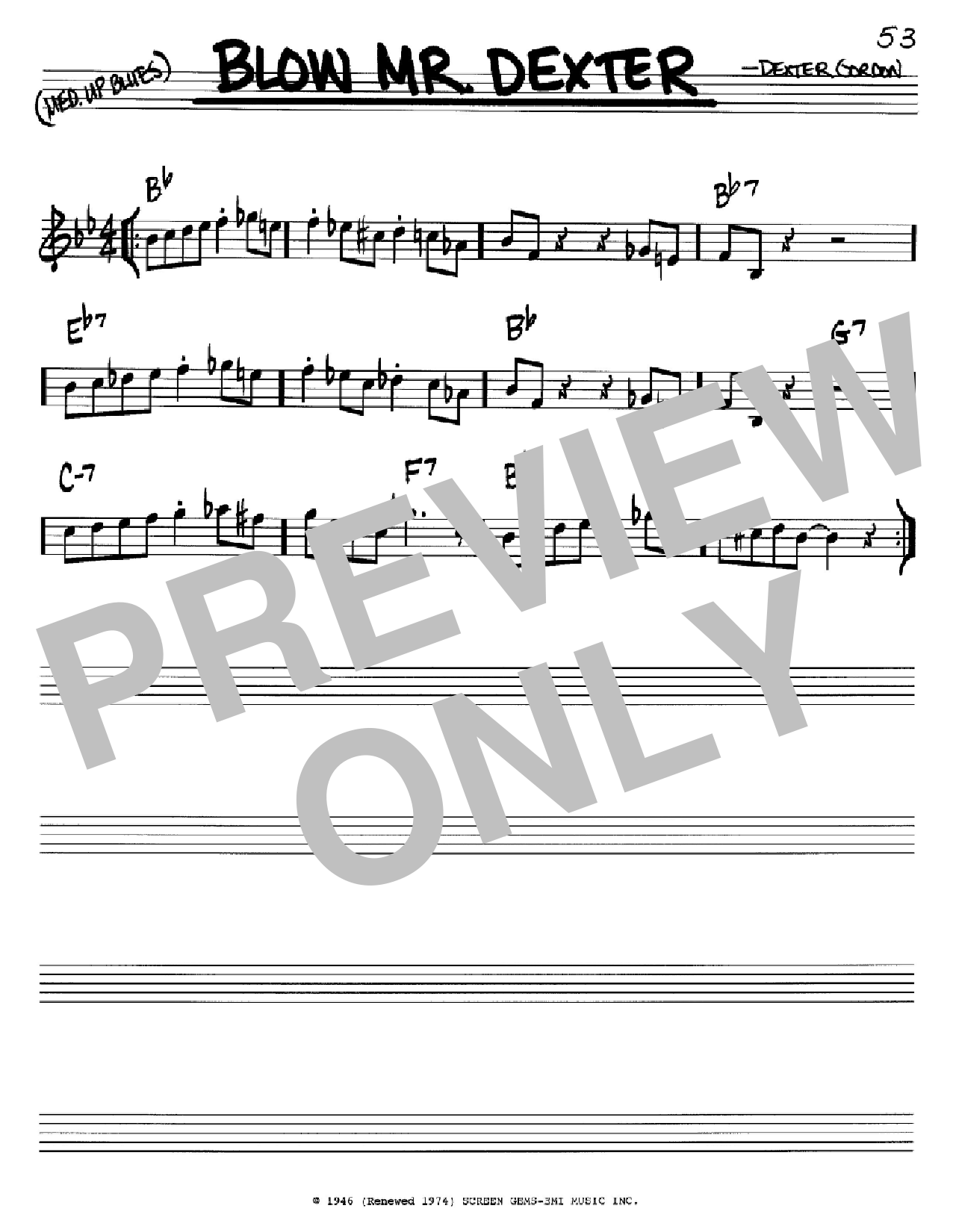 Learn to play Dexter Gordon Blow Mr. Dexter sheet music for Real Book – Melody & Chords – C Instruments in minutes. Price: 5.9900$ Dexter Gordon Blow Mr. Dexter sheet music notes and chords arranged for Real Book – Melody & Chords – C Instruments