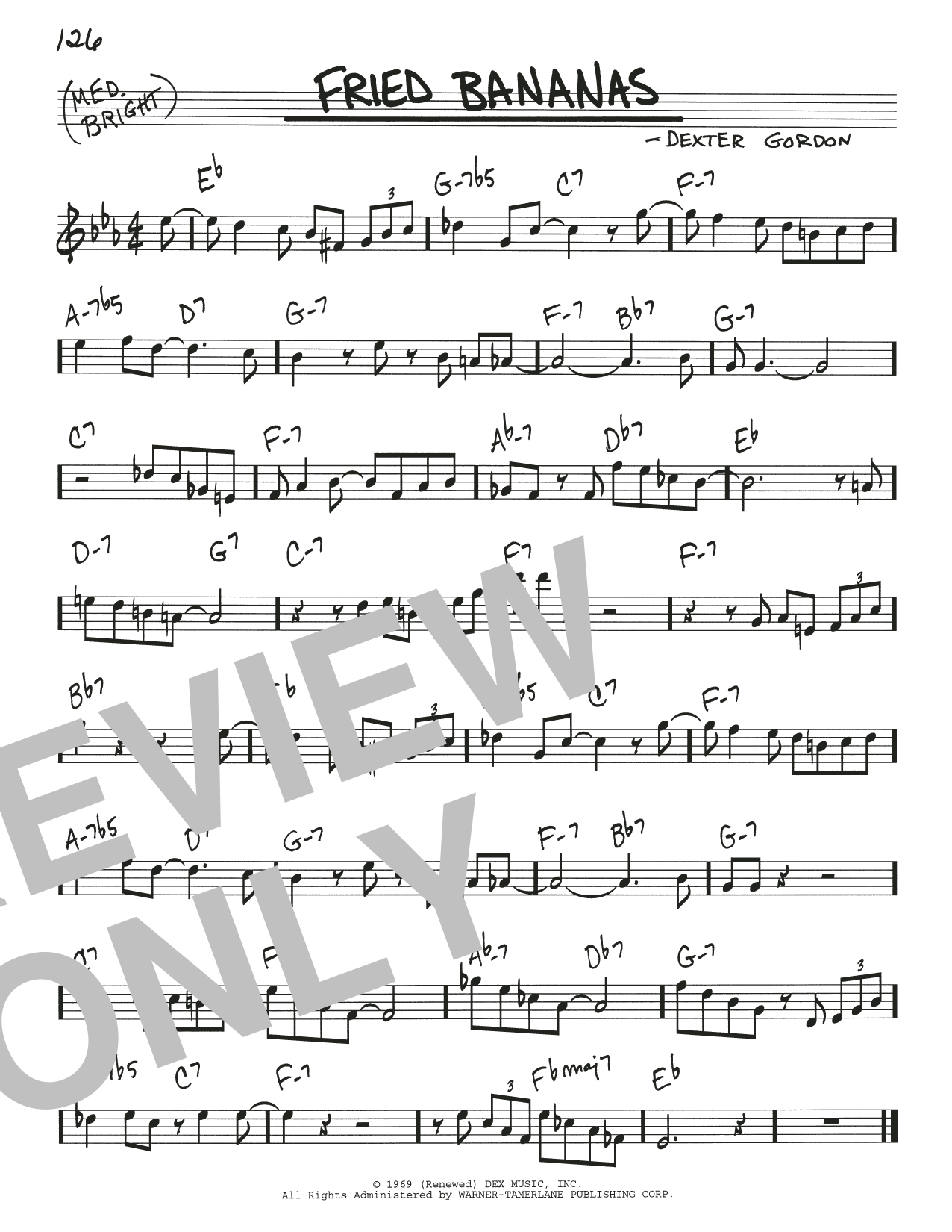Learn to play Dexter Gordon Fried Bananas sheet music for Real Book – Melody & Chords in minutes. Price: 5.9900$ Dexter Gordon Fried Bananas sheet music notes and chords arranged for Real Book – Melody & Chords