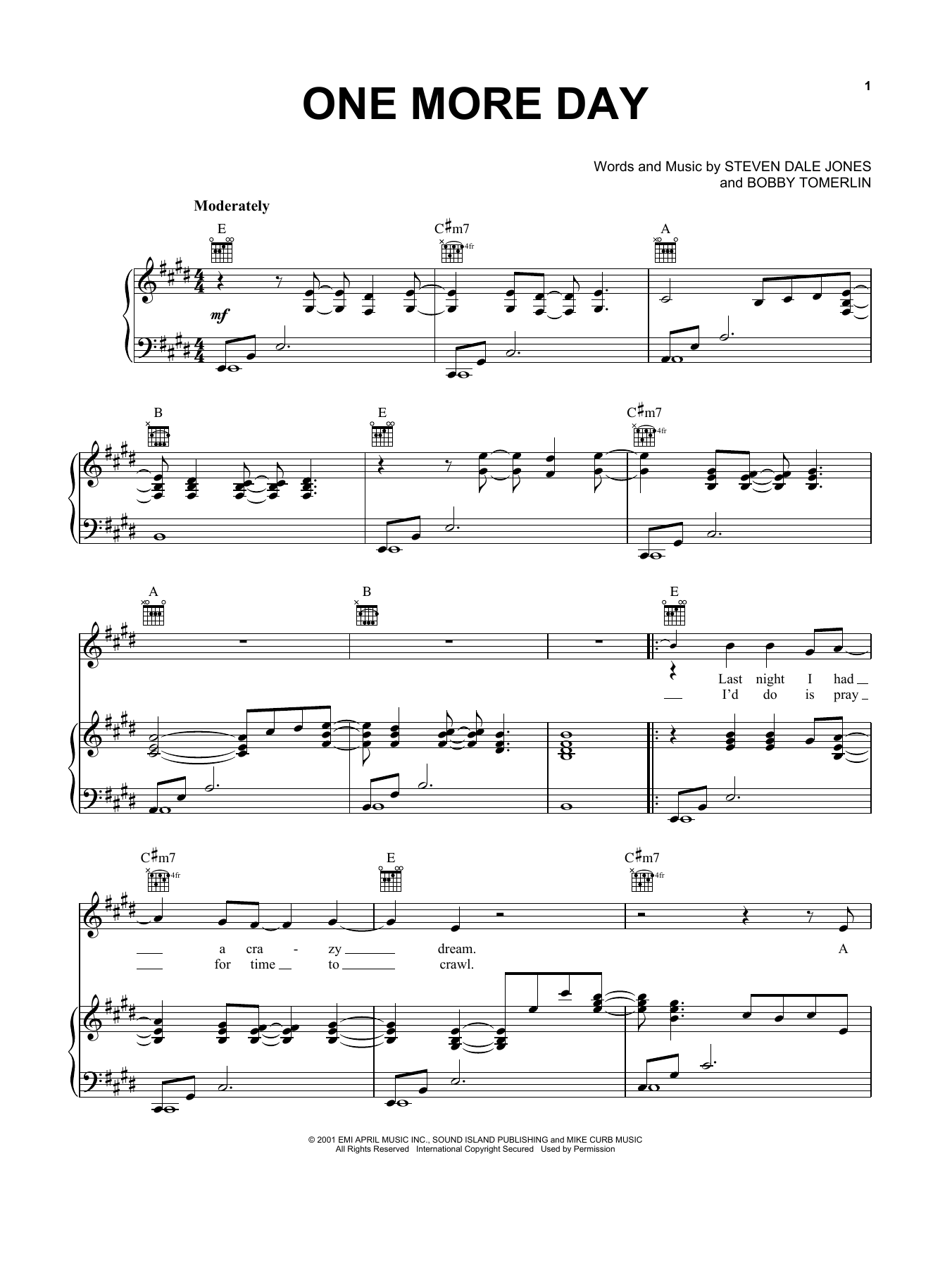 Diamond Rio One More Day (With You) sheet music notes and chords. Download Printable PDF.