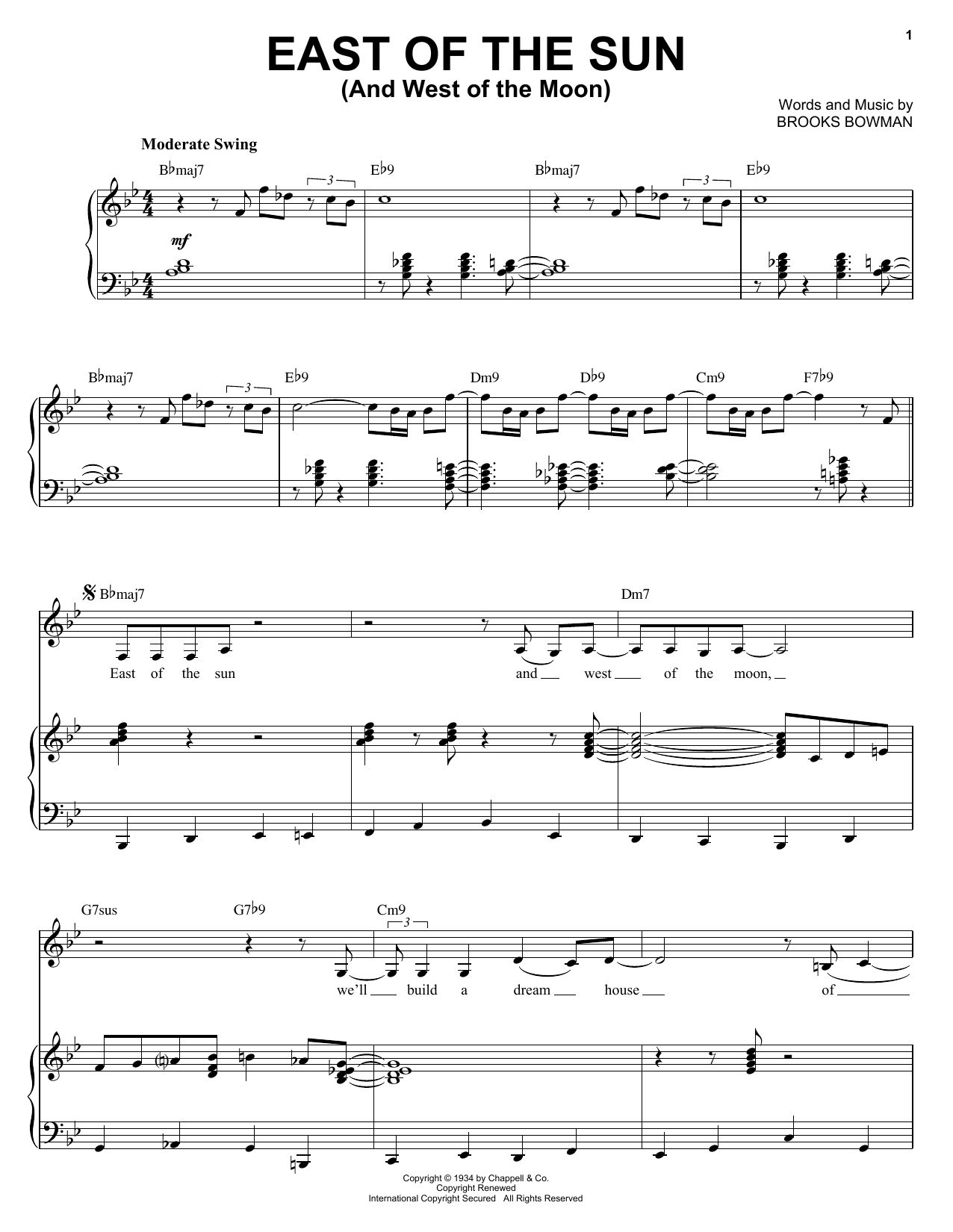 Diana Krall East Of The Sun (And West Of The Moon) sheet music notes and chords. Download Printable PDF.