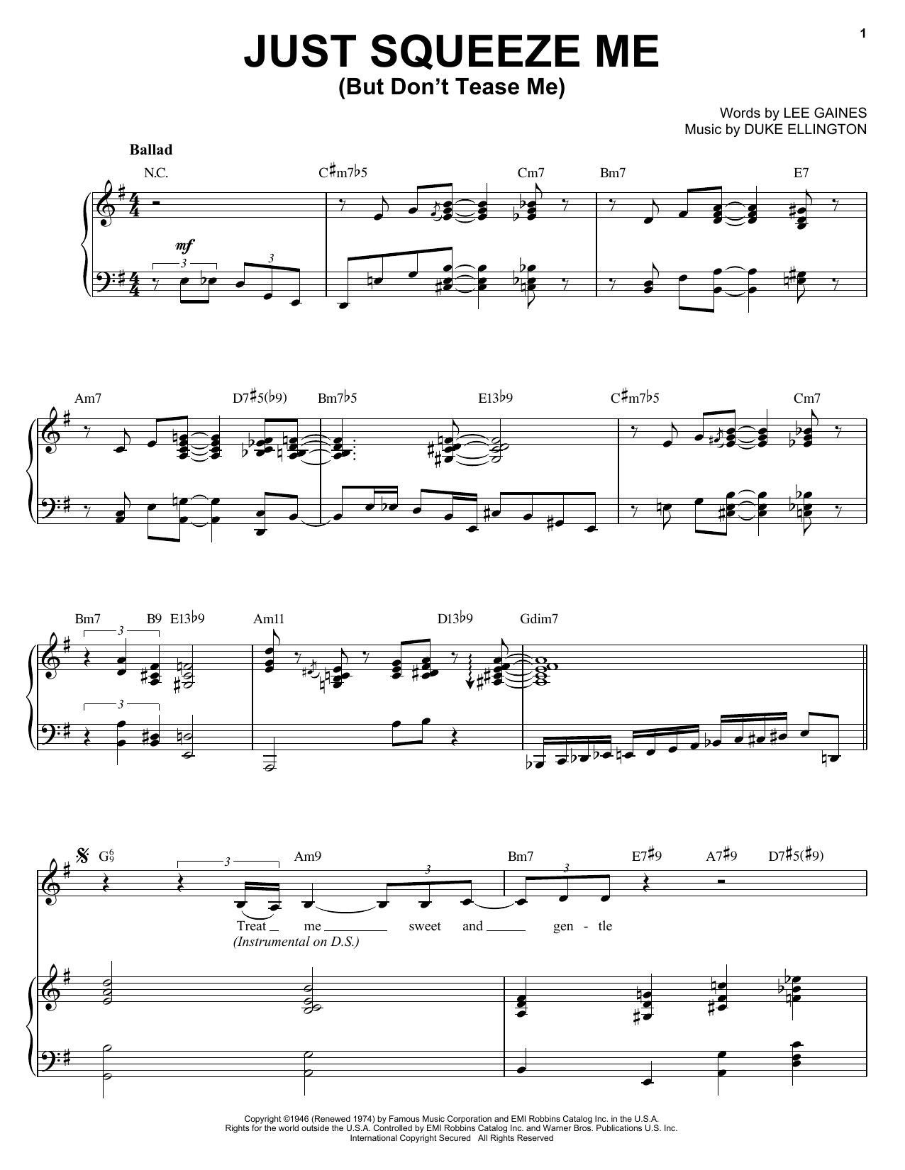 Learn to play Diana Krall Just Squeeze Me (But Don't Tease Me) sheet music for Piano, Vocal & Guitar Chords (Right-Hand Melody) in minutes. Price: 7.8900$ Diana Krall Just Squeeze Me (But Don't Tease Me) sheet music notes and chords arranged for Piano, Vocal & Guitar Chords (Right-Hand Melody)