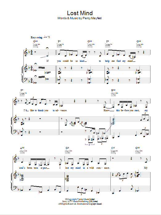 Diana Krall Lost Mind sheet music notes and chords. Download Printable PDF.