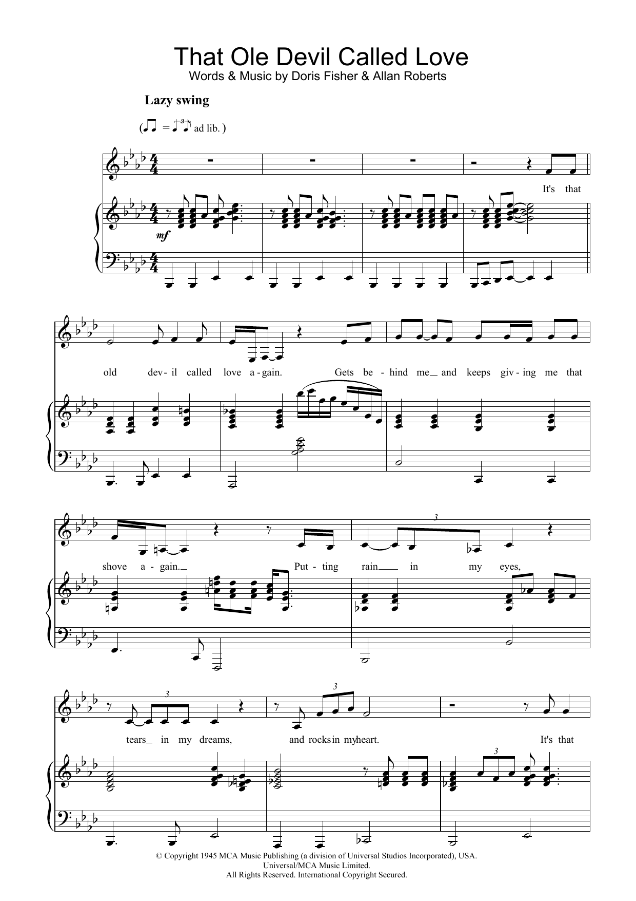 Diana Krall That Ole Devil Called Love sheet music notes and chords. Download Printable PDF.