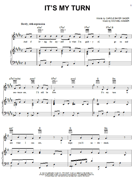 Learn to play Diana Ross It's My Turn sheet music for Piano, Vocal & Guitar Chords (Right-Hand Melody) in minutes. Price: 7.8900$ Diana Ross It's My Turn sheet music notes and chords arranged for Piano, Vocal & Guitar Chords (Right-Hand Melody)