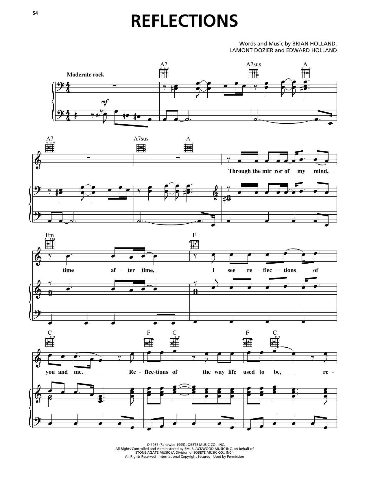 Diana Ross & The Supremes Reflections sheet music notes and chords. Download Printable PDF.