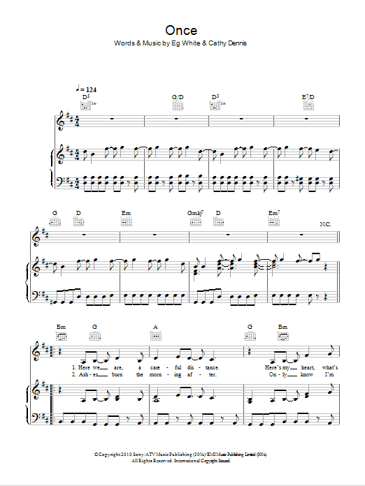 Diana Vickers Once sheet music notes and chords arranged for Piano, Vocal & Guitar Chords