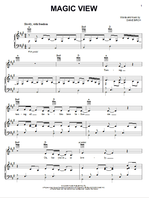 Learn to play Diane Birch Magic View sheet music for Piano, Vocal & Guitar Chords (Right-Hand Melody) in minutes. Price: 7.8900$ Diane Birch Magic View sheet music notes and chords arranged for Piano, Vocal & Guitar Chords (Right-Hand Melody)