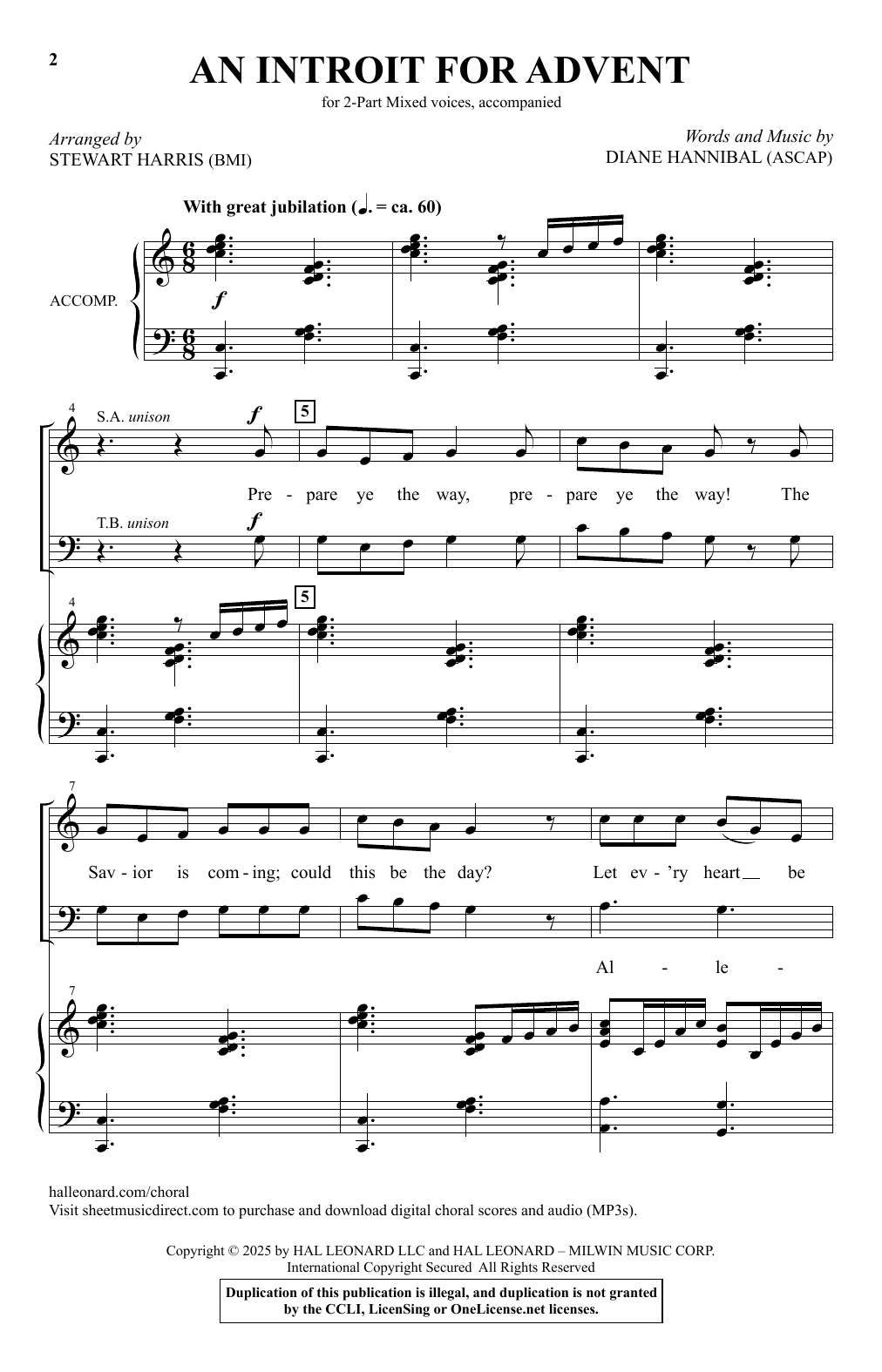 Learn to play Diane Hannibal An Introit For Advent (arr. Stewart Harris) sheet music for 2-Part Choir in minutes. Price: 3.9900$ Diane Hannibal An Introit For Advent (arr. Stewart Harris) sheet music notes and chords arranged for 2-Part Choir