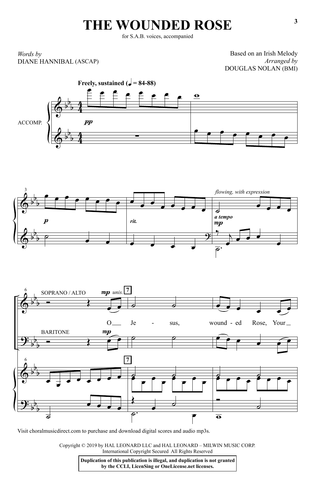 Learn to play Diane Hannibal The Wounded Rose (arr. Douglas Nolan) sheet music for SAB Choir in minutes. Price: 3.9900$ Diane Hannibal The Wounded Rose (arr. Douglas Nolan) sheet music notes and chords arranged for SAB Choir