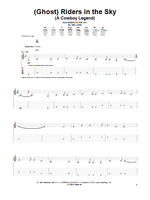 Dick Dale (Ghost) Riders In The Sky (A Cowboy Legend) sheet music notes and chords. Download Printable PDF.