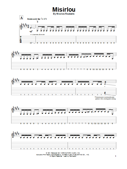 Dick Dale Misirlou sheet music notes and chords. Download Printable PDF.