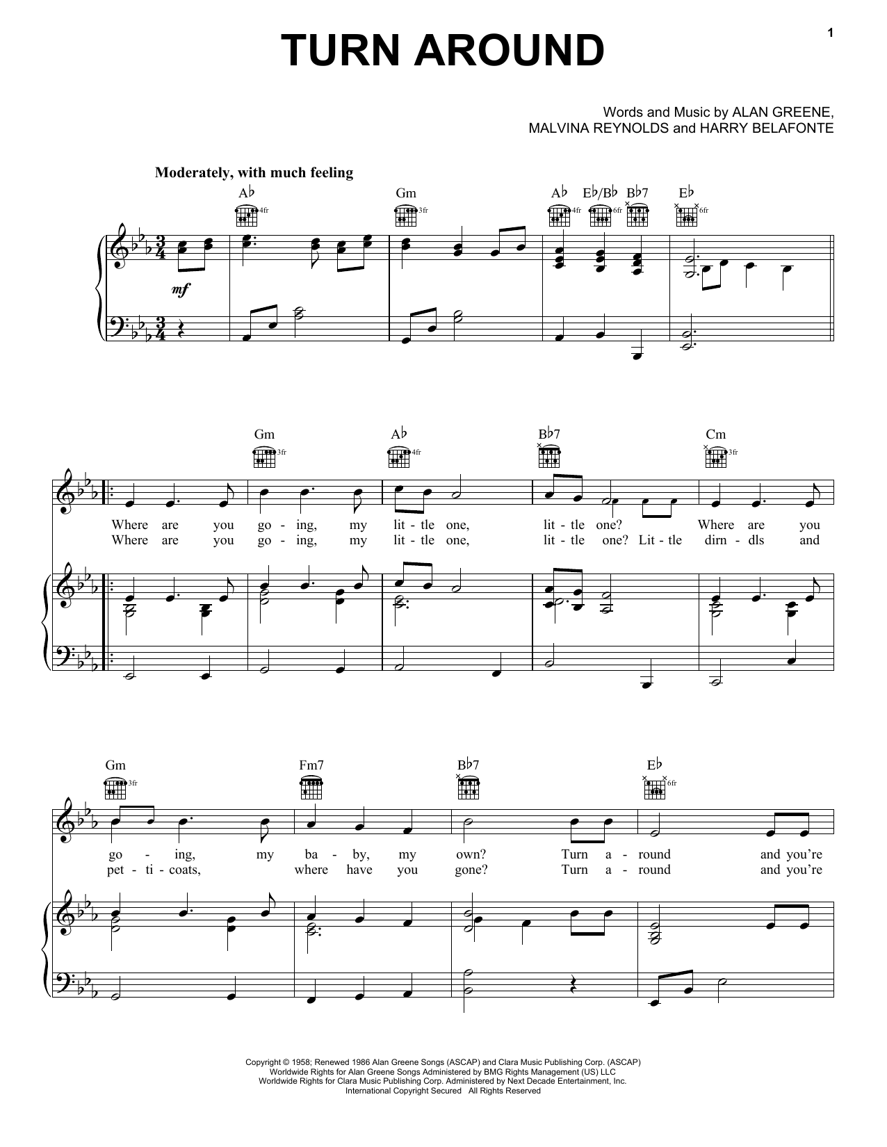 Learn to play Dick & DeeDee Turn Around sheet music for Piano, Vocal & Guitar Chords (Right-Hand Melody) in minutes. Price: 7.8900$ Dick & DeeDee Turn Around sheet music notes and chords arranged for Piano, Vocal & Guitar Chords (Right-Hand Melody)