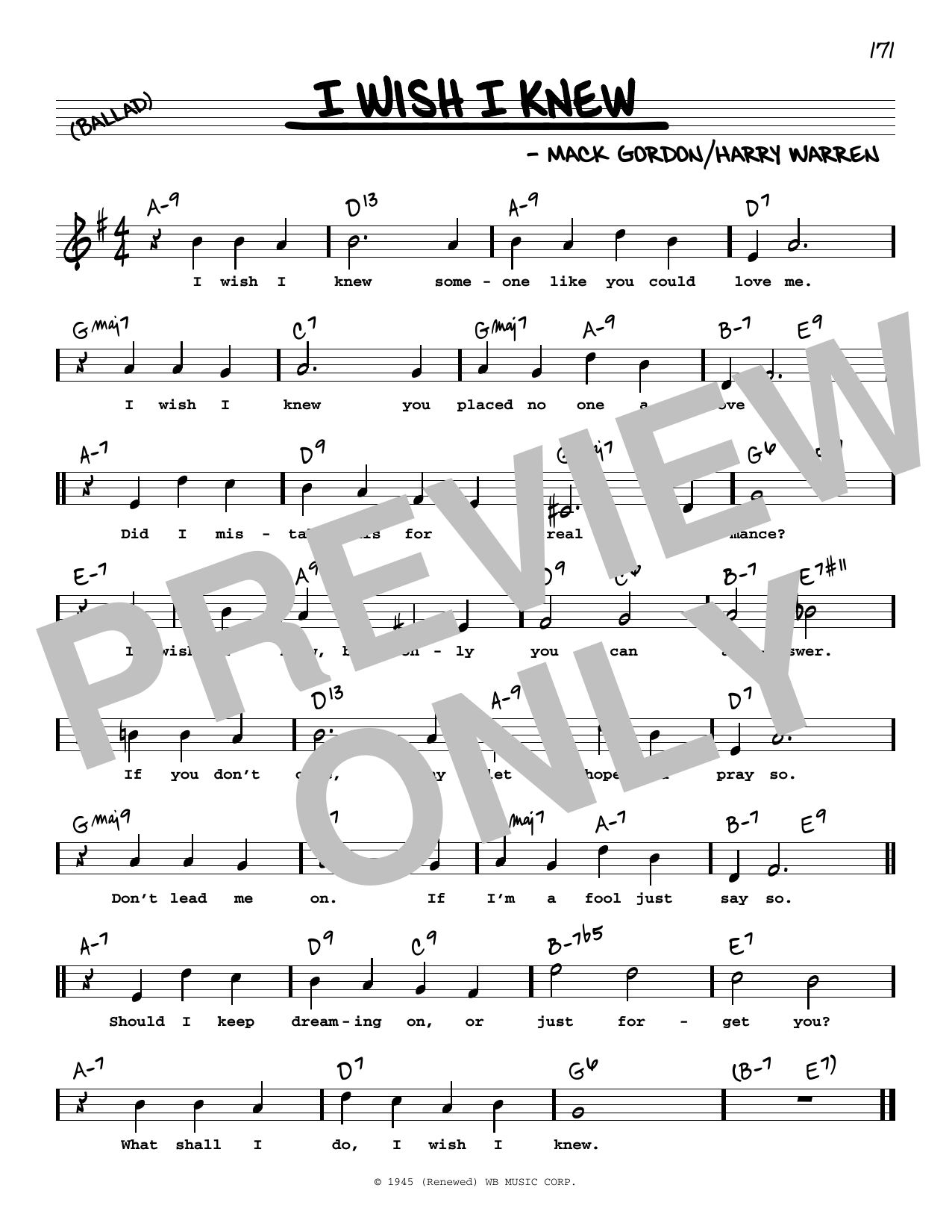 Learn to play Dick Haymes I Wish I Knew (High Voice) sheet music for Real Book – Melody, Lyrics & Chords in minutes. Price: 5.9900$ Dick Haymes I Wish I Knew (High Voice) sheet music notes and chords arranged for Real Book – Melody, Lyrics & Chords