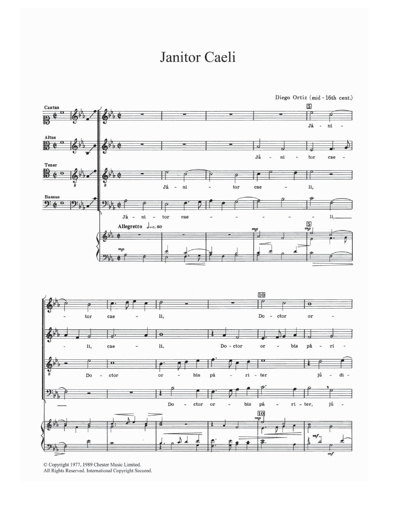 Learn to play Diego Ortiz Janitor Caeli sheet music for Piano, Vocal & Guitar Chords in minutes. Price: 7.8900$ Diego Ortiz Janitor Caeli sheet music notes and chords arranged for Piano, Vocal & Guitar Chords