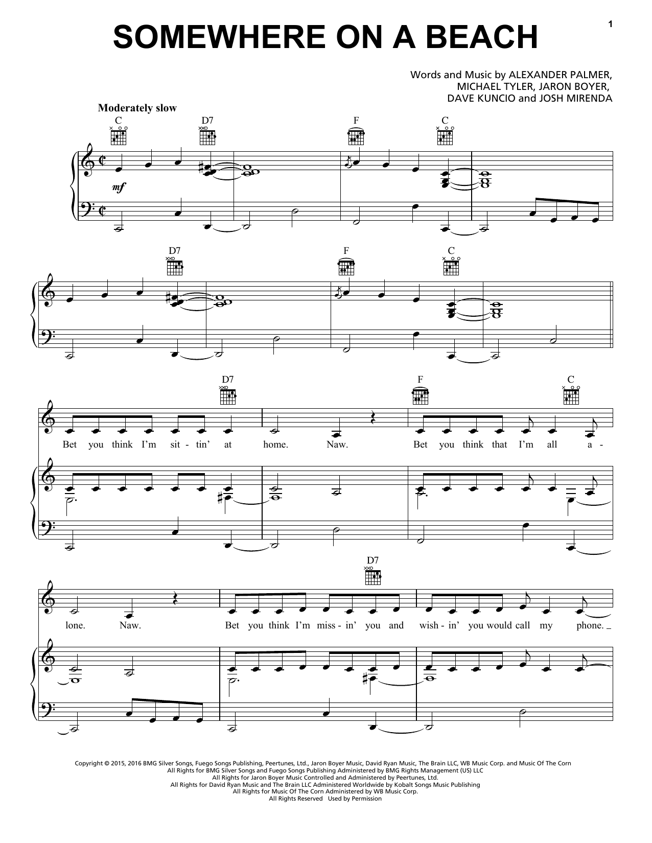 Dierks Bentley Somewhere On A Beach sheet music notes and chords. Download Printable PDF.