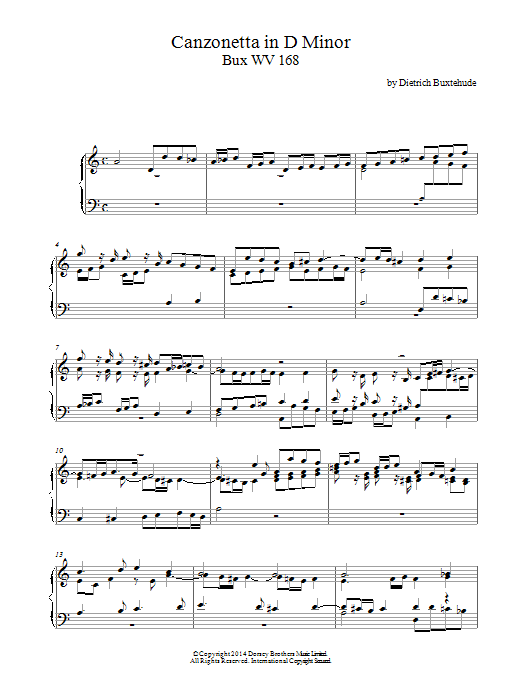 Learn to play Dietrich Buxtehude Canzonetta In D Minor Buxwv168 sheet music for Piano Solo in minutes. Price: 7.8900$ Dietrich Buxtehude Canzonetta In D Minor Buxwv168 sheet music notes and chords arranged for Piano Solo