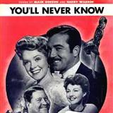 Download or print Mack Gordon You'll Never Know Sheet Music Printable PDF 5-page score for Standards / arranged Piano, Vocal & Guitar Chords SKU: 110840