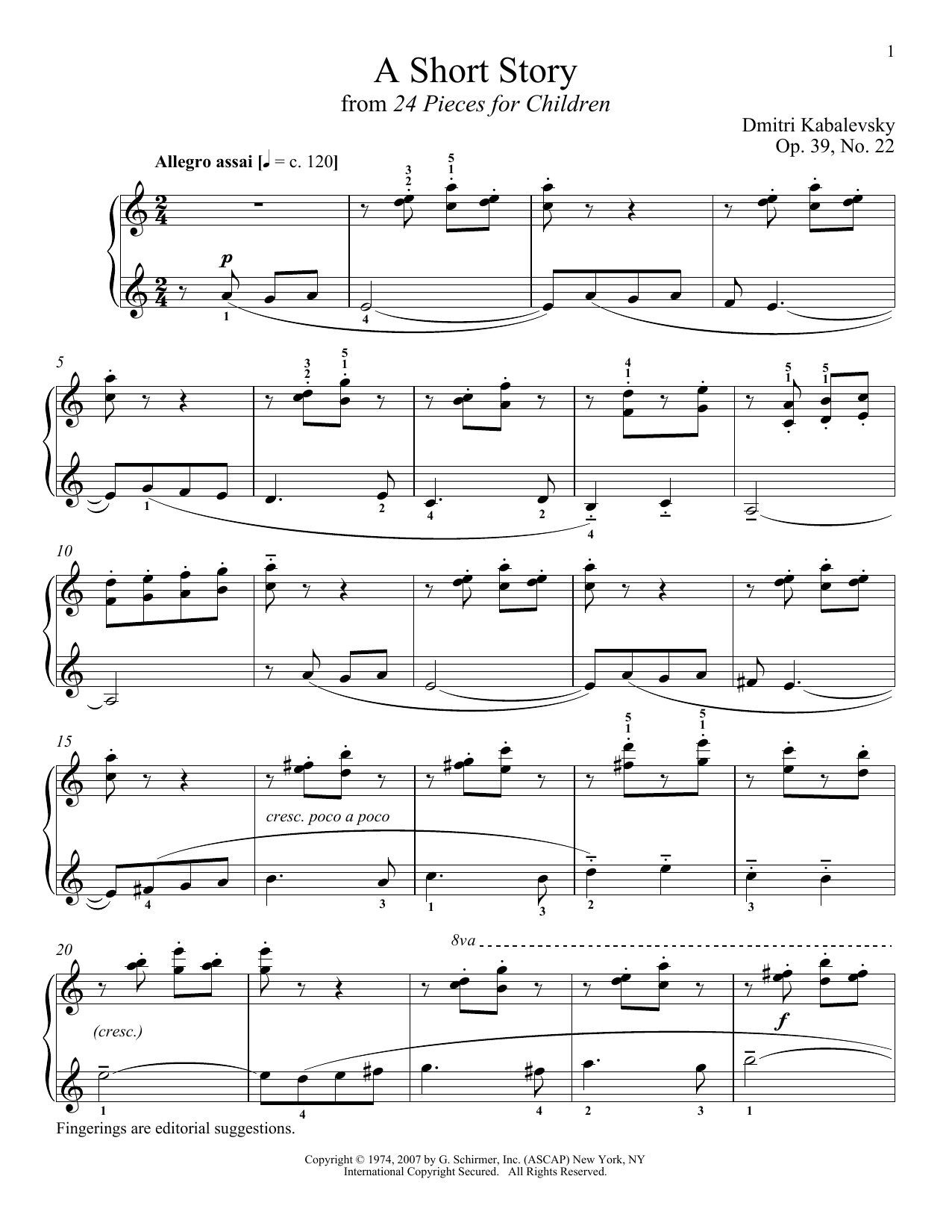 Learn to play Dmitry Kabalevsky A Short Story sheet music for Piano Solo in minutes. Price: 7.8900$ Dmitry Kabalevsky A Short Story sheet music notes and chords arranged for Piano Solo