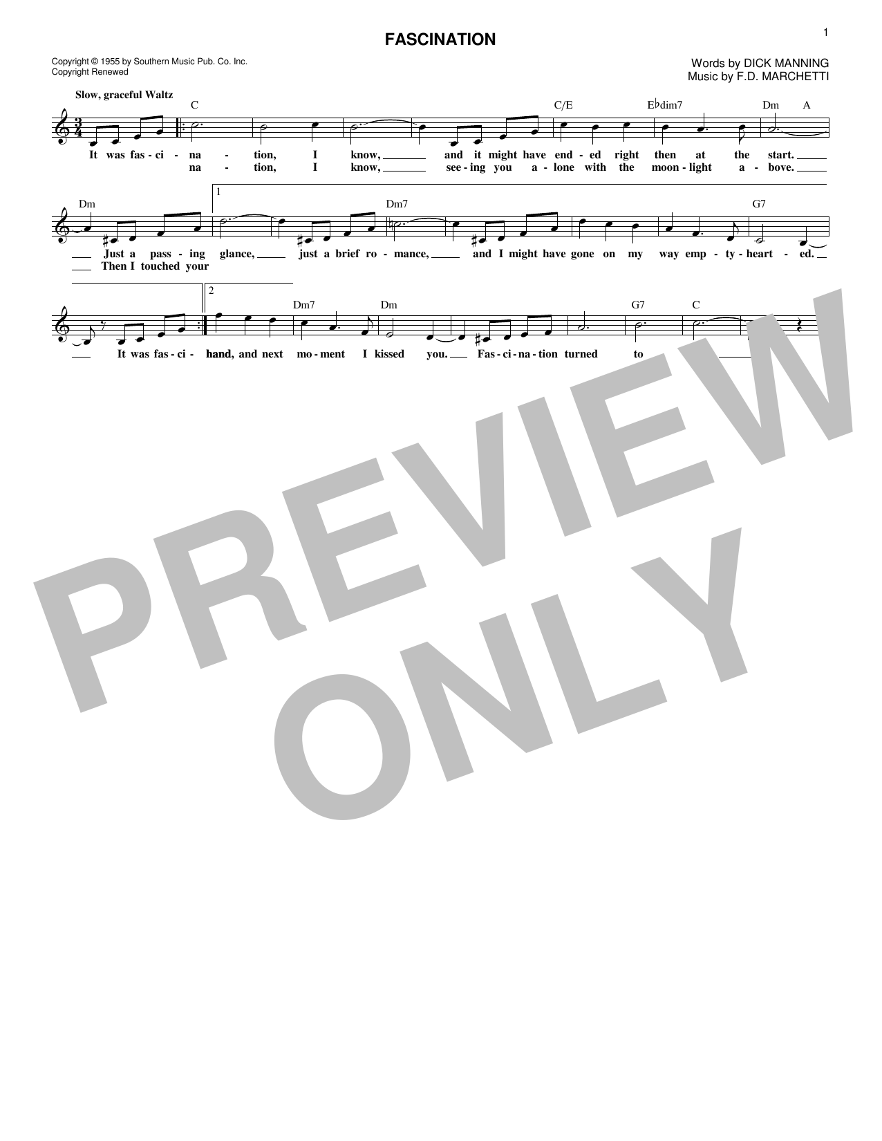 Learn to play Dinah Shore Fascination sheet music for Easy Lead Sheet / Fake Book in minutes. Price: 5.9900$ Dinah Shore Fascination sheet music notes and chords arranged for Easy Lead Sheet / Fake Book