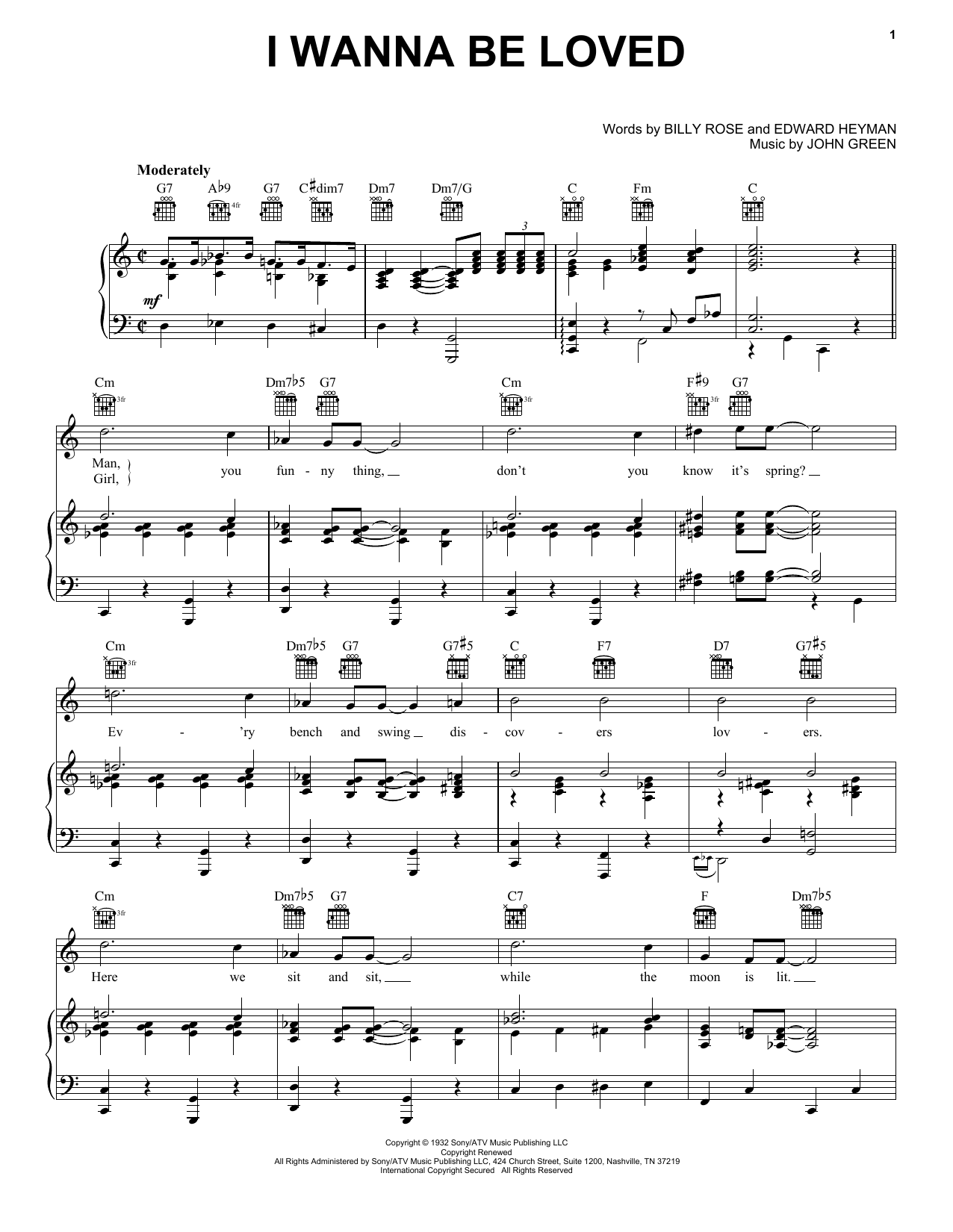 Learn to play Dinah Washington I Wanna Be Loved sheet music for Piano, Vocal & Guitar Chords (Right-Hand Melody) in minutes. Price: 7.8900$ Dinah Washington I Wanna Be Loved sheet music notes and chords arranged for Piano, Vocal & Guitar Chords (Right-Hand Melody)