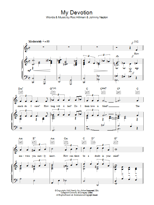 Dinah Washington My Devotion sheet music notes and chords arranged for Piano, Vocal & Guitar Chords