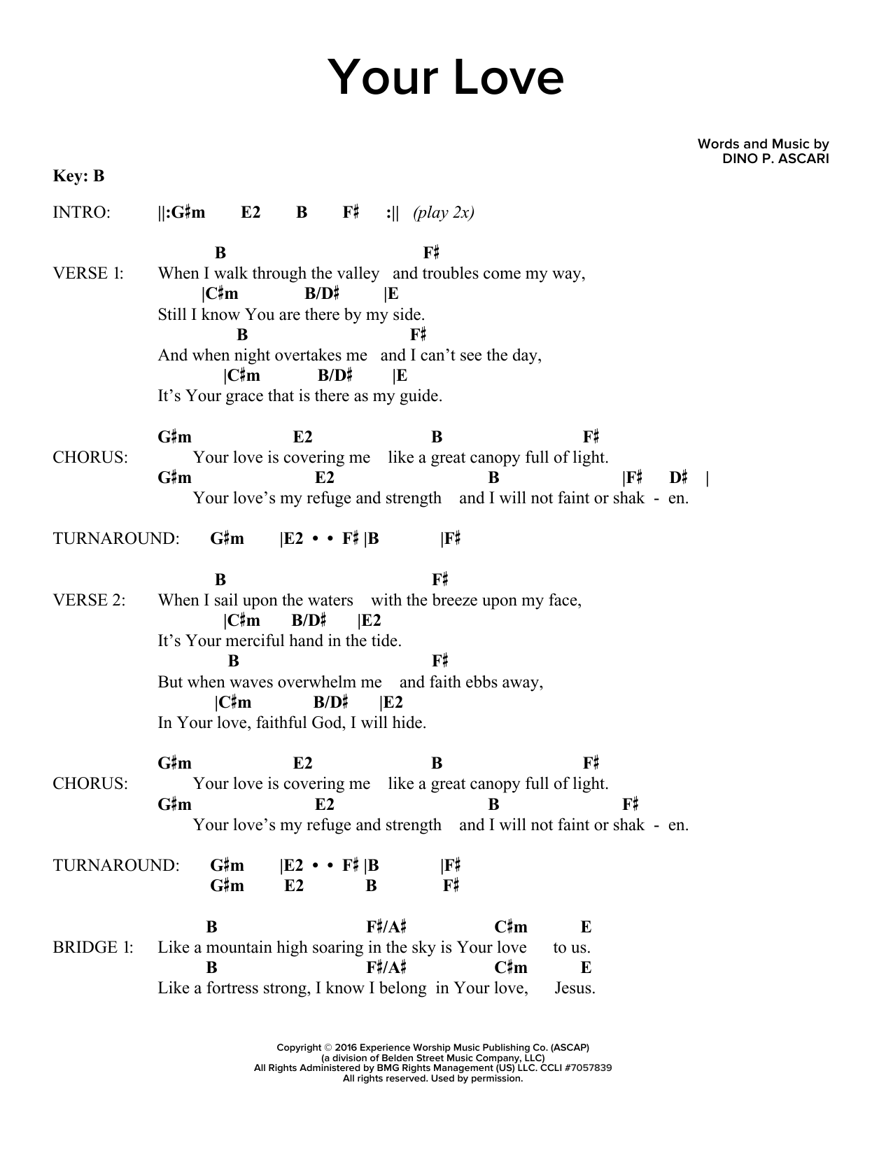 Dino P. Ascari Your Love sheet music notes and chords. Download Printable PDF.