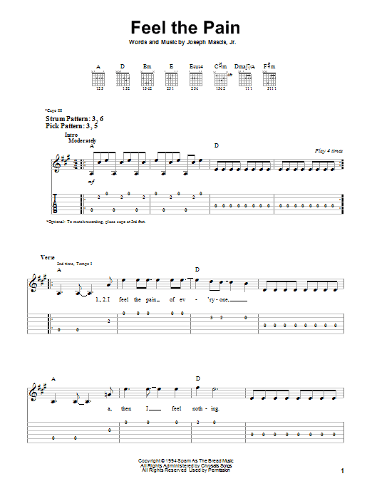 Dinosaur Jr. Feel The Pain sheet music notes and chords. Download Printable PDF.