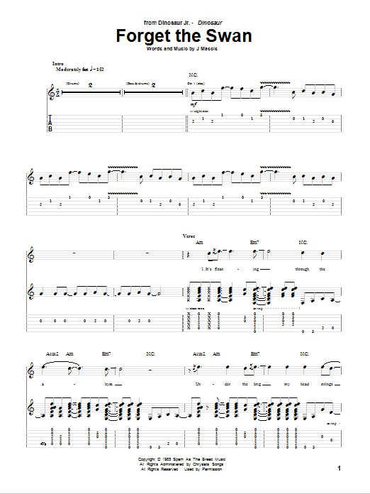 Dinosaur Jr. Forget The Swan sheet music notes and chords. Download Printable PDF.