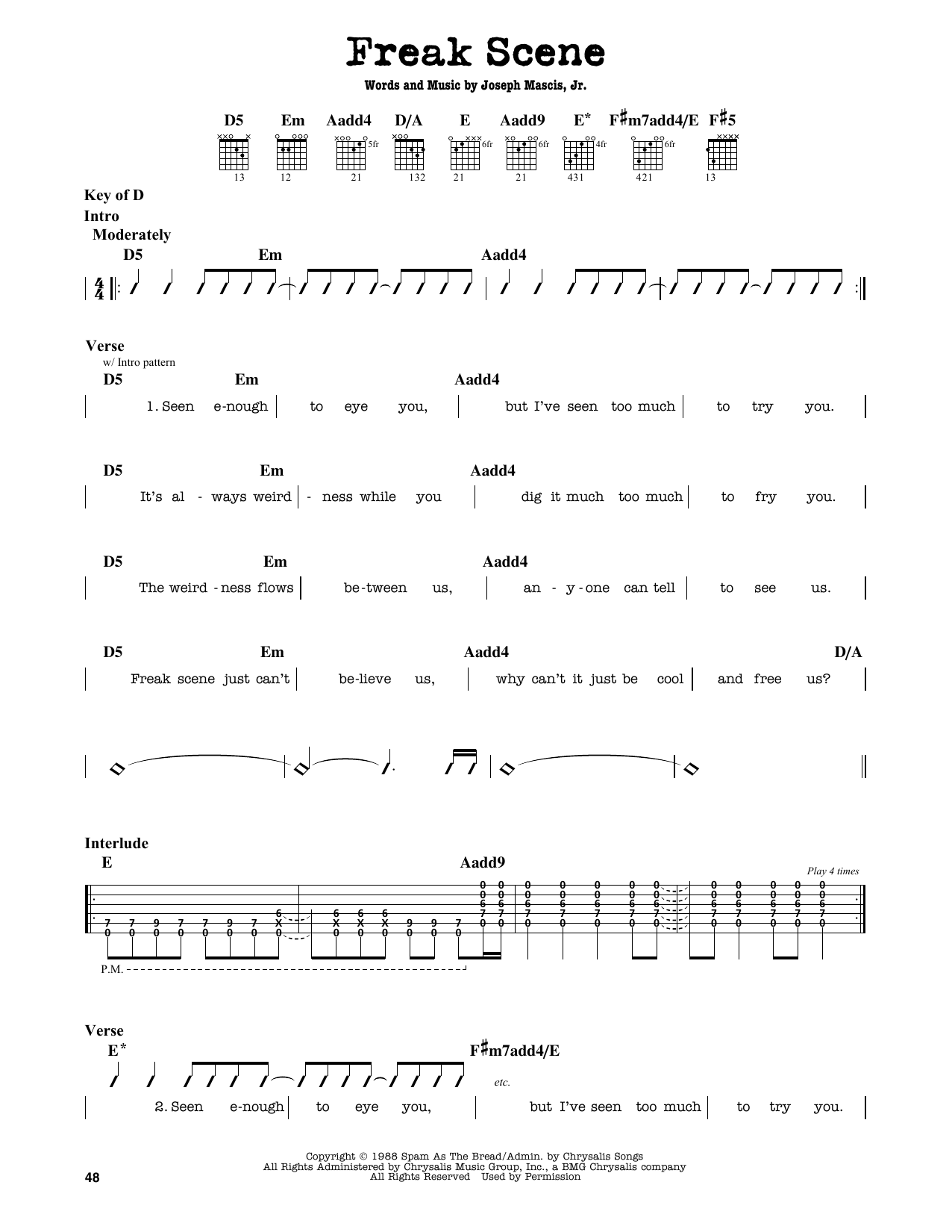 Dinosaur Jr. Freak Scene sheet music notes and chords. Download Printable PDF.