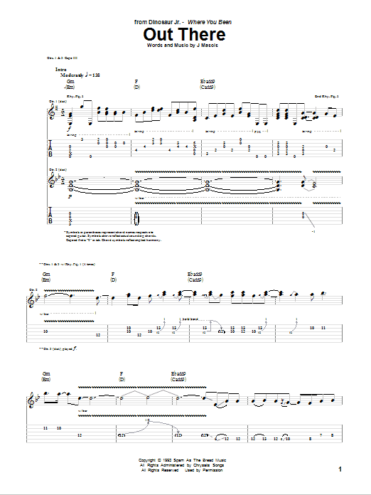 Dinosaur Jr. Out There sheet music notes and chords. Download Printable PDF.