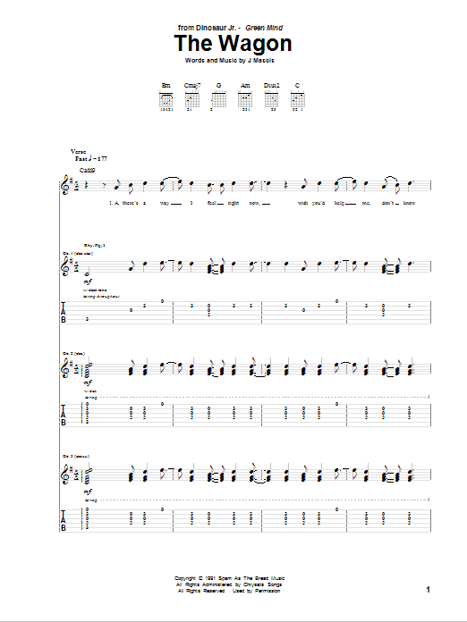 Dinosaur Jr. The Wagon sheet music notes and chords. Download Printable PDF.