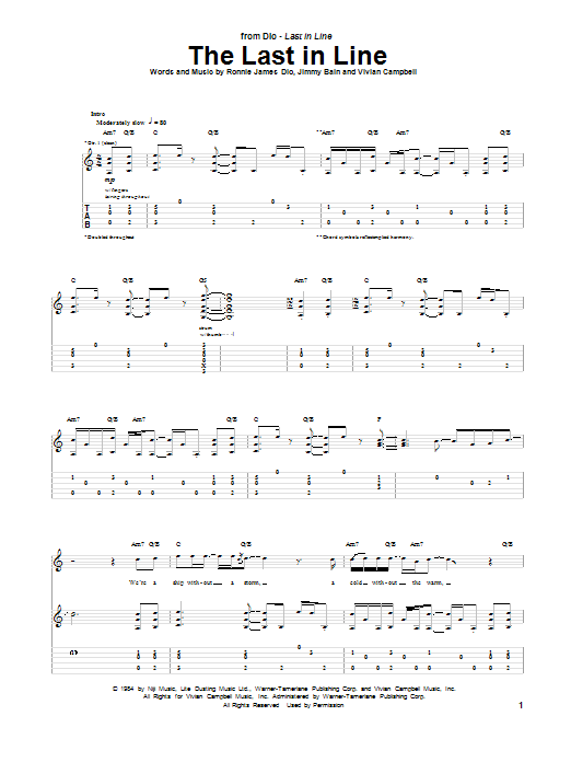 Dio The Last In Line sheet music notes and chords. Download Printable PDF.