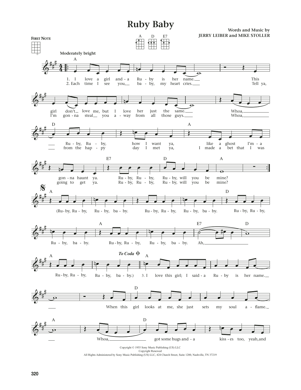 Dion Ruby Baby (from The Daily Ukulele) (arr. Jim Beloff) sheet music notes and chords. Download Printable PDF.